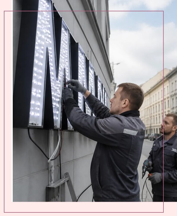 Изготовление и монтаж светодиодных LED вывесок в Сланцах